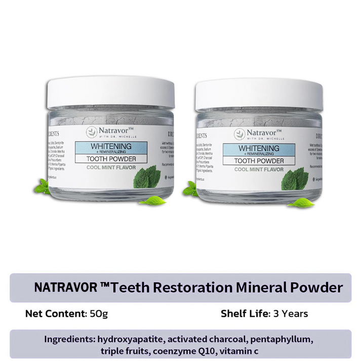 Natravor™Remineralizing & Whitening Tooth Powder Cool Mint | Fluoride-Free Hydroxyapatite Formula | Supports Enamel Strength and Natural Whitening