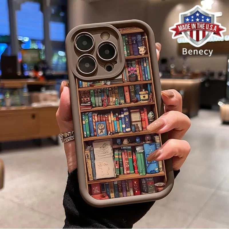 🔥LAST DAY 49% OFF📚Cartoon Bookshelf Pattern TPU Phone Case for iPhone
