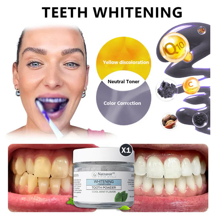 Natravor™Remineralizing & Whitening Tooth Powder Cool Mint | Fluoride-Free Hydroxyapatite Formula | Supports Enamel Strength and Natural Whitening