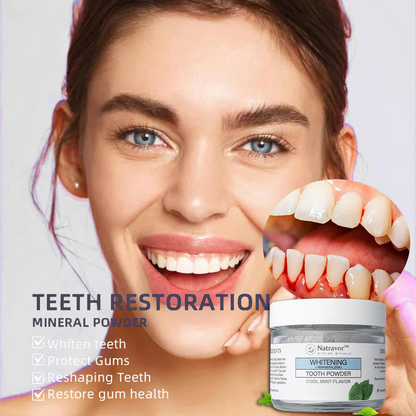 Natravor™Remineralizing & Whitening Tooth Powder Cool Mint | Fluoride-Free Hydroxyapatite Formula | Supports Enamel Strength and Natural Whitening