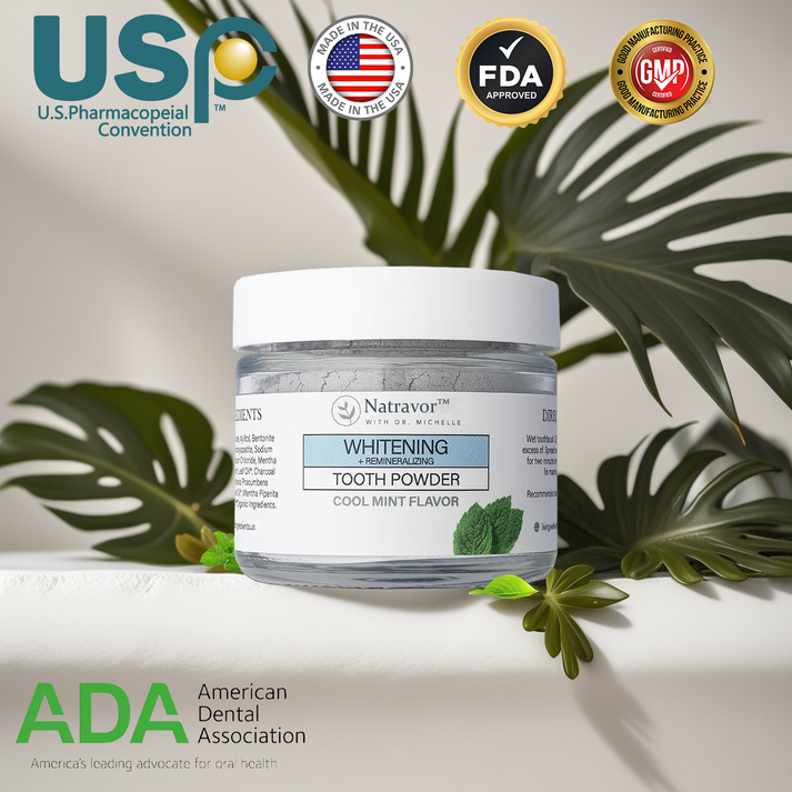 Natravor™Remineralizing & Whitening Tooth Powder Cool Mint | Fluoride-Free Hydroxyapatite Formula | Supports Enamel Strength and Natural Whitening