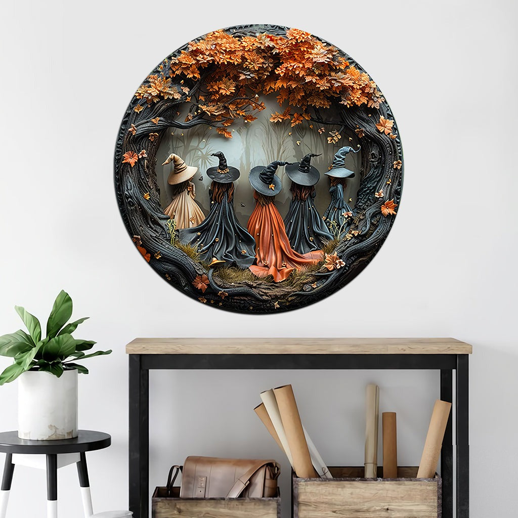 🔥Last Day 50% Beautiful Witches - Personalized Witch Round Metal Sign