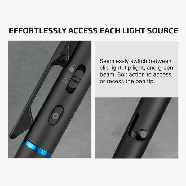 Multifunctional Pen Light with 120 Lumens & Green Laser