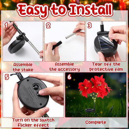 🎄Christmas Waterproof Solar Poinsettia Flowers Lights✨