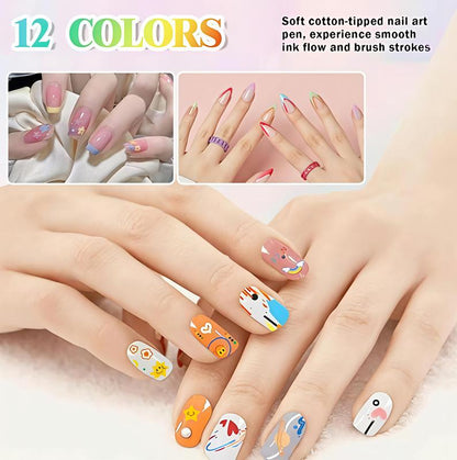 🎨12 Colors Nail Art Pens Set