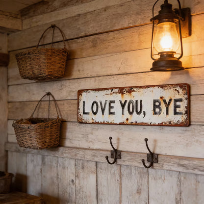 "Love You, Bye" Metal Sign
