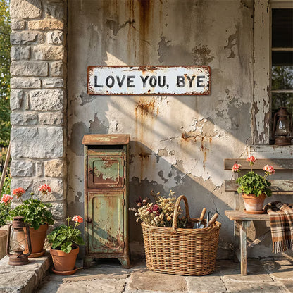 "Love You, Bye" Metal Sign