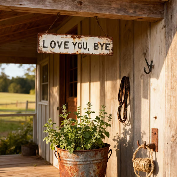 "Love You, Bye" Metal Sign