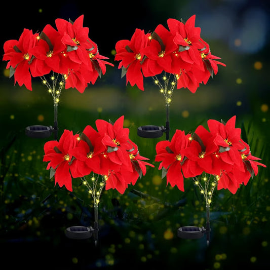 🎄Christmas Waterproof Solar Poinsettia Flowers Lights✨