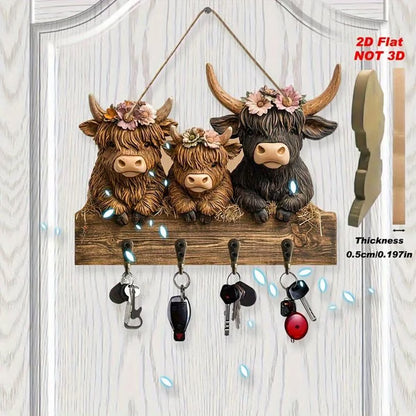 🐂Rustic Highland Cow Wooden Hanging Ornament