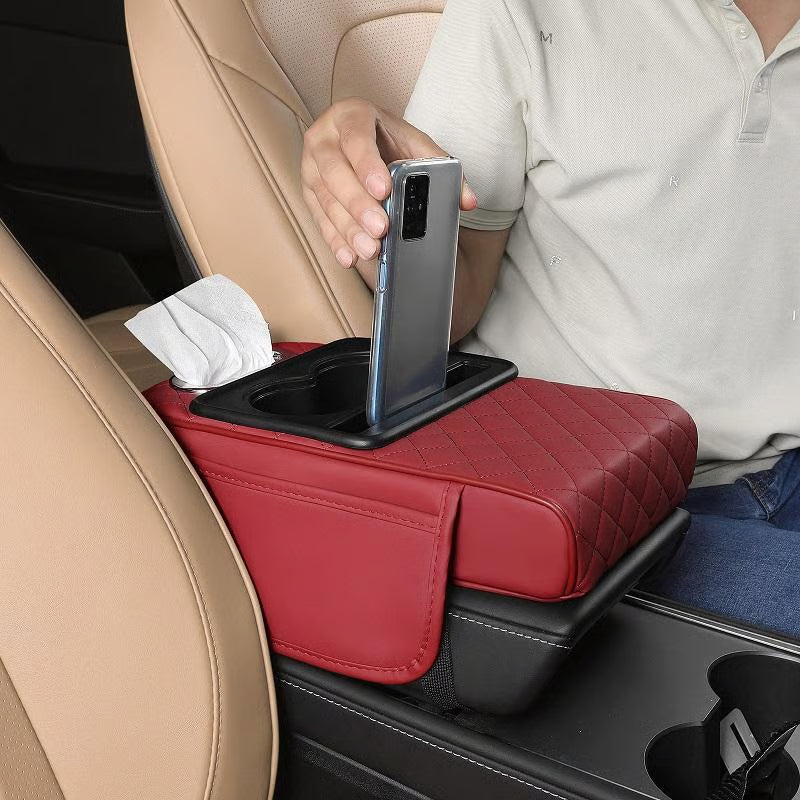 🏆Multifunctional PU Leather Car Armrest Box Mat