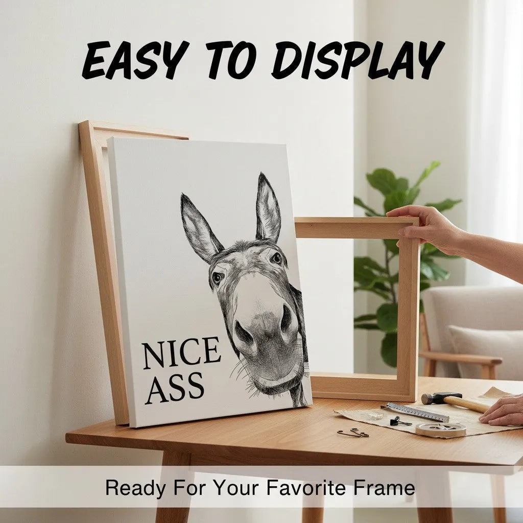 🔥🔥New Year 49% Off--Funny Bathroom Wall Art - "Nice Ass" Donkey Print(No Frame)