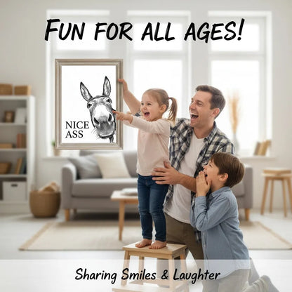 🔥🔥New Year 49% Off--Funny Bathroom Wall Art - "Nice Ass" Donkey Print(No Frame)