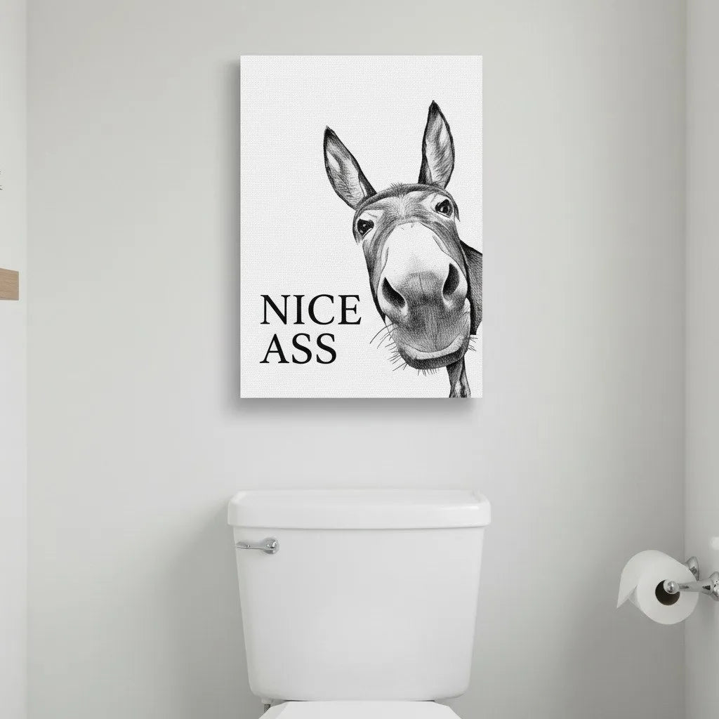 🔥🔥New Year 49% Off--Funny Bathroom Wall Art - "Nice Ass" Donkey Print(No Frame)