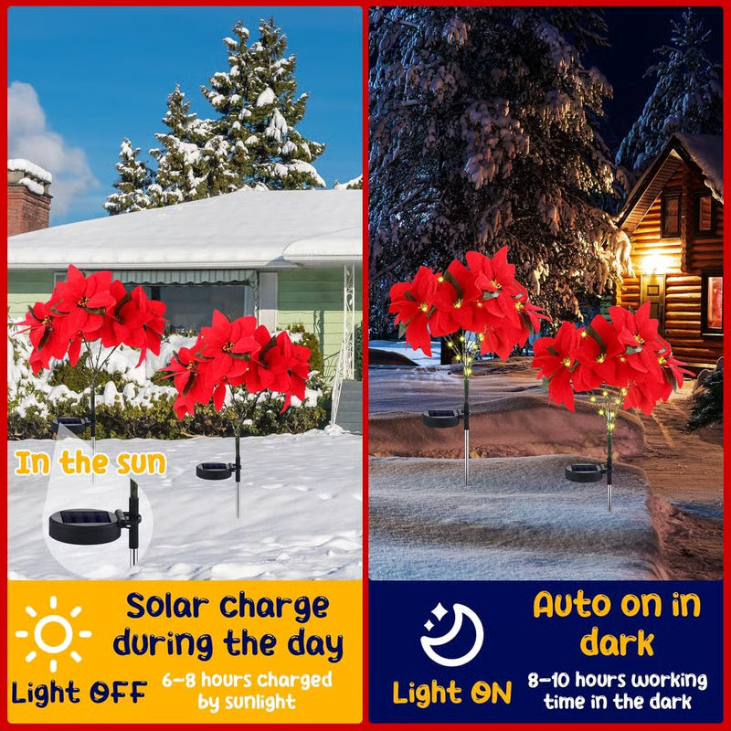 🎄Christmas Waterproof Solar Poinsettia Flowers Lights✨
