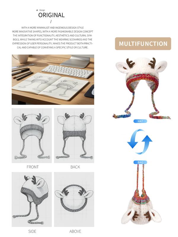 🦌Original design Festive Christmas Antler Hat